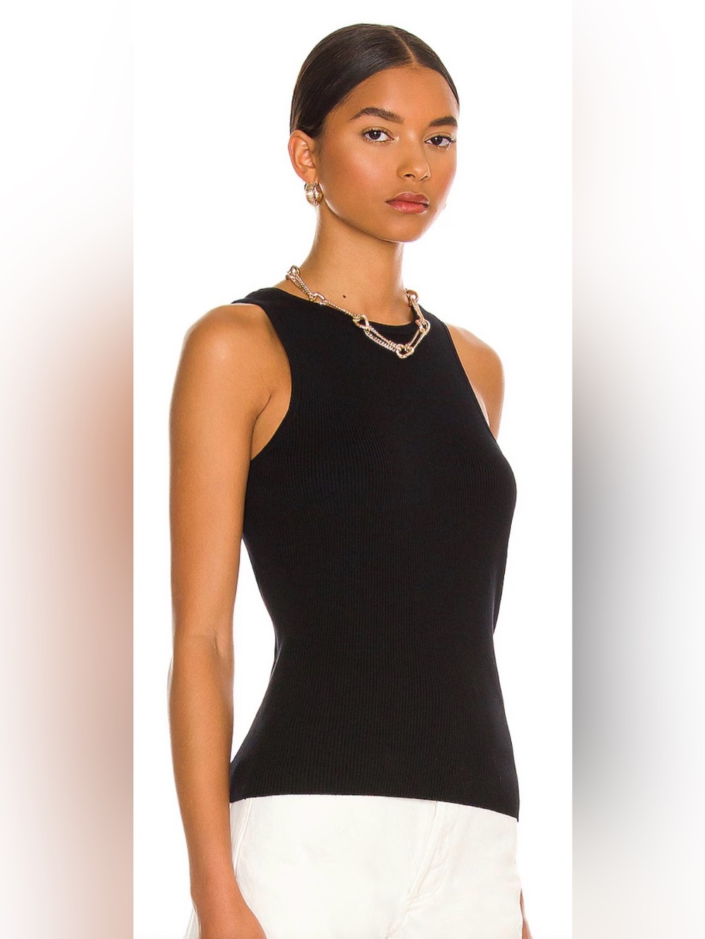 525 America Black Ribbed Sleeveless Backless Tank Top Size XL